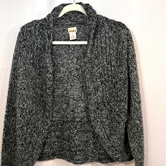 Retro Balero Cardigan by MUDD Verigated Black & White, Sz XL - Picture 3 of 5